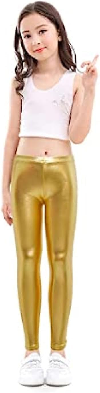 Girls Faux Leather Leggings Lycra Elastic