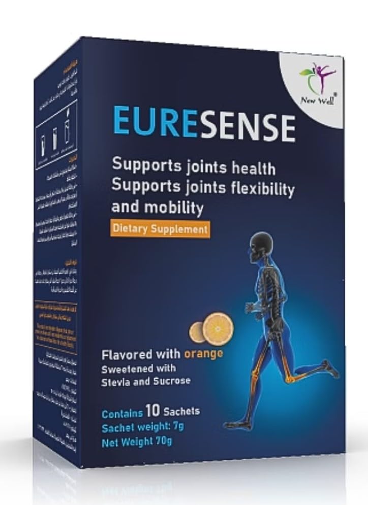 New Well Euresense dietary supplement | Supports joints health flexibility and Mobility | 10 sachets Orange flavor