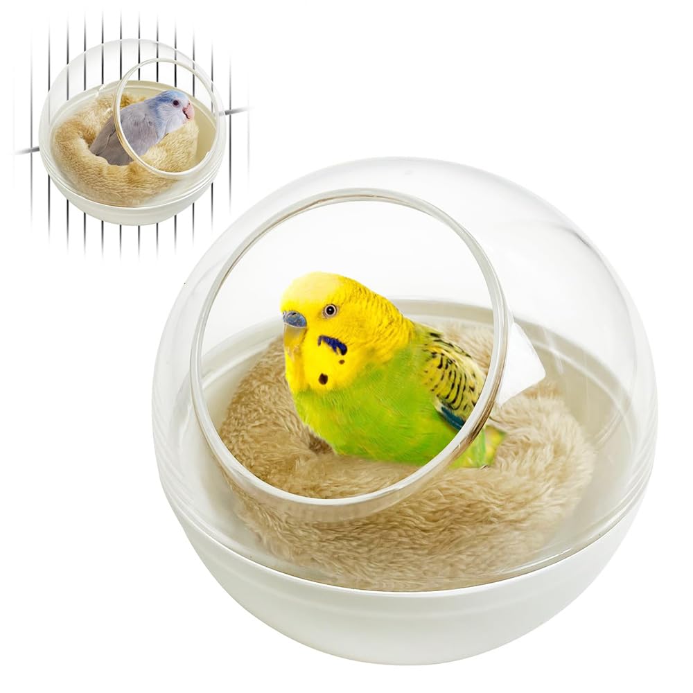 Hanging Plastic Bird Nest With Mat, Chewproof Bird Cage Breeding Nest, Washable Hut For Parrot Budgie Lovebird Canary, White