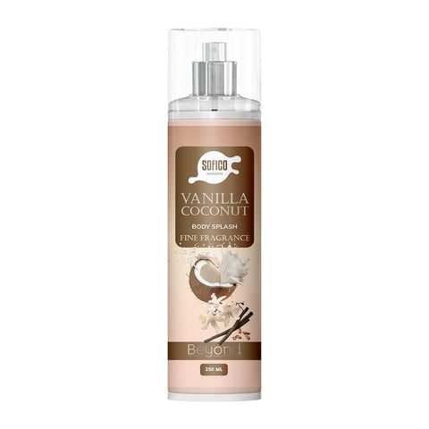 Beyond Vanilla Coconut Body Splash – 250 ml | Refreshing Vanilla & Coconut Fragrance Mist | Long-Lasting Body & Hair Mist
