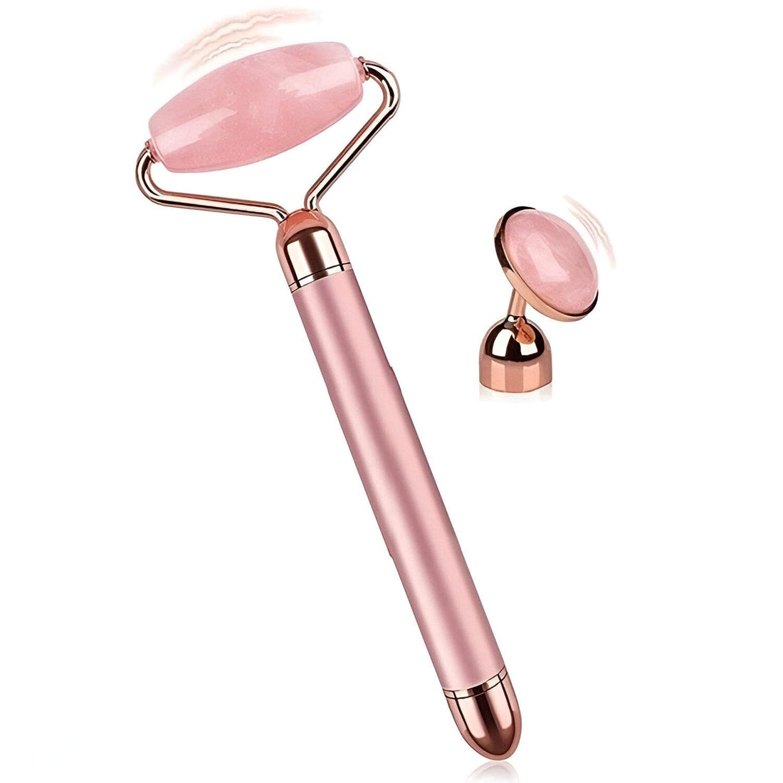 2 in 1 Jade Roller - Rose Quartz Vibrating Face Massager with Extra Eye Stone for Anti Wrinkle, Anti-Aging and High Frequency Vibration, Electric Beauty Bar for Skin Care Face Lifting Relaxation