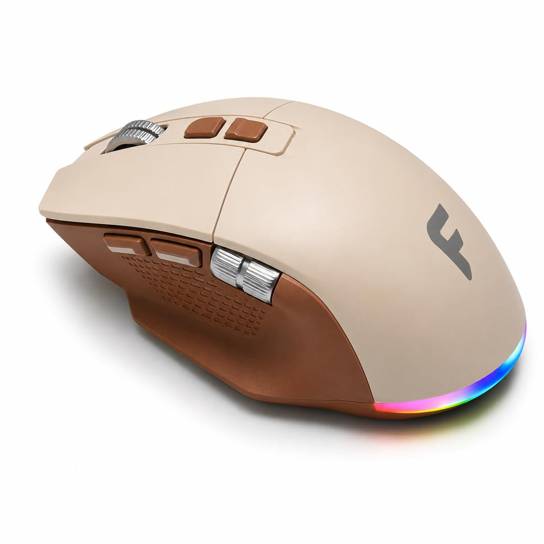 Founder G600 Ergonomic Wireless Mouse – 3 Mode Bluetooth & 2.4G Rechargeable Mouse with 4800 DPI, 1000Hz Polling Rate & Side Scroll Wheel for Laptop, Office & Gaming (Brown)