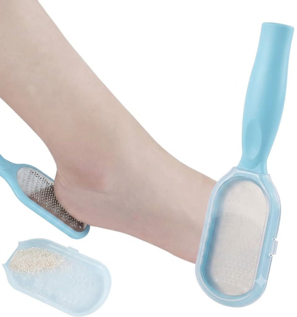Foot Grinding Artifact to Dead Skin Stainless Steel Foot Thick Skin Peeling Rub Foot Board Scraping Sole Heel Pedicure Furniture Protectors for Hardwood Floors Non-Slip (white or blue, One Size)