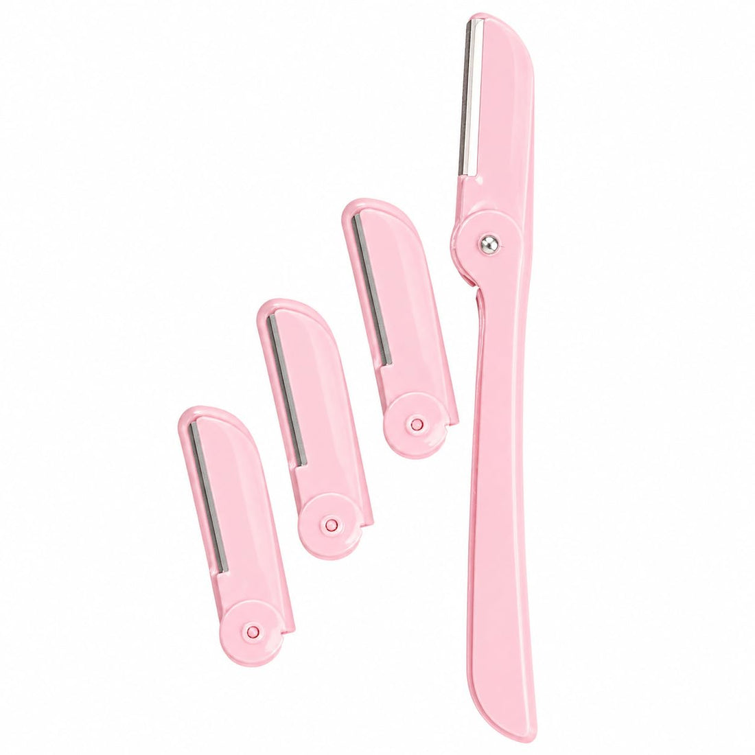 Rose Eyebrow Trimmer, Facial Hair Trimmer, Foldable Eyebrow Trimmer with 3 Spare Parts, Stainless Steel Ergonomic Handle for Women, Travel and Daily Use