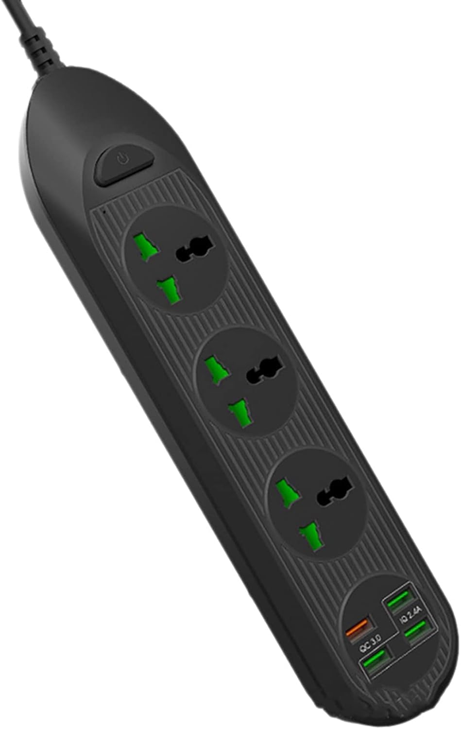 Power socket HUP 3000W 5.4A Overload Protection Power Strip Containing A Universal Smart Socket And Four USB Ports With 2 Meter PVC Wire 240Volt Maximum - Black