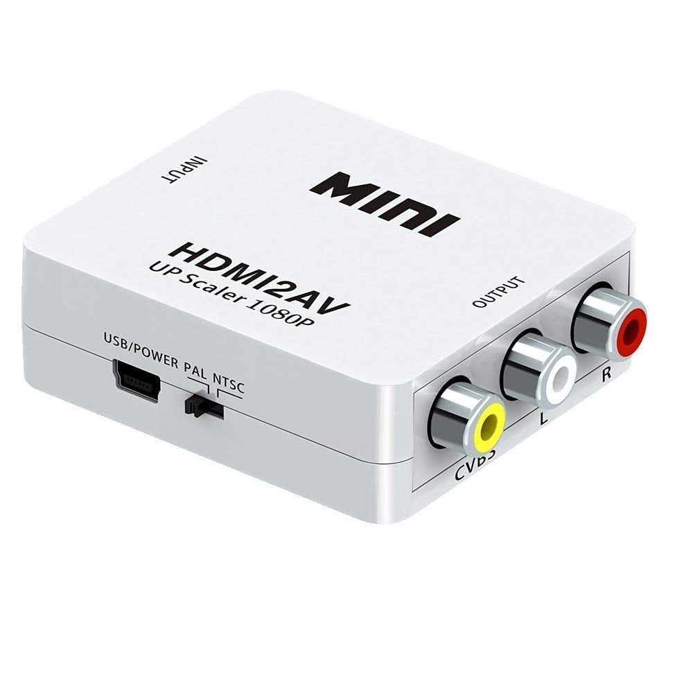 Microware HDMI to AV Converter, 1080p RCA CVBS Composite Adapter Support for PC Laptop PS4 PS3 XBOX Wii HDTV STB VHS VCR Camera Blue-Ray DVD TV BOX