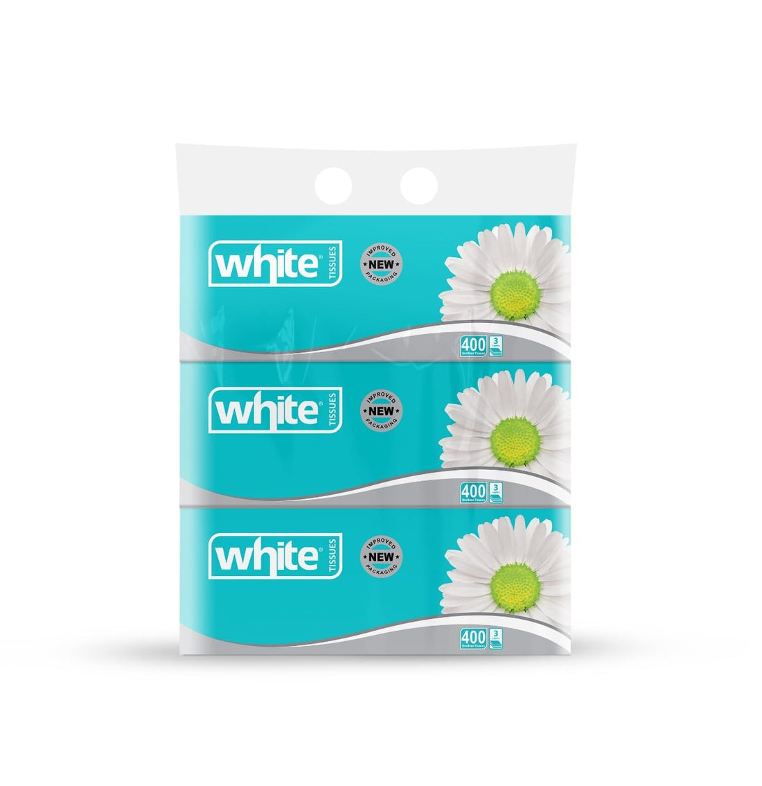 White facial tissues, set of 3 - 400 tissue