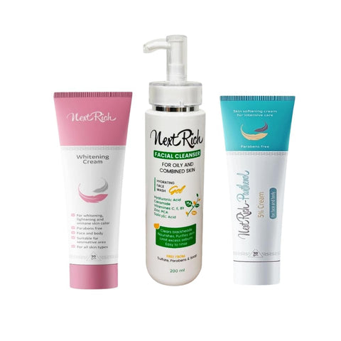 Next Rich Summer Bundle For Oily Skin ( Panthenol Cream 50 gm & Next Cream 50 gm and Facial Cleanser Gel For Oily and Combined Skin 250 ml )