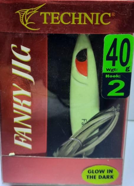 Funky Jig Fishing Hook Glow in The Dark Double Helper Fishing Hooks with Octopus, 40g/Hawk Size 2.Luminous White