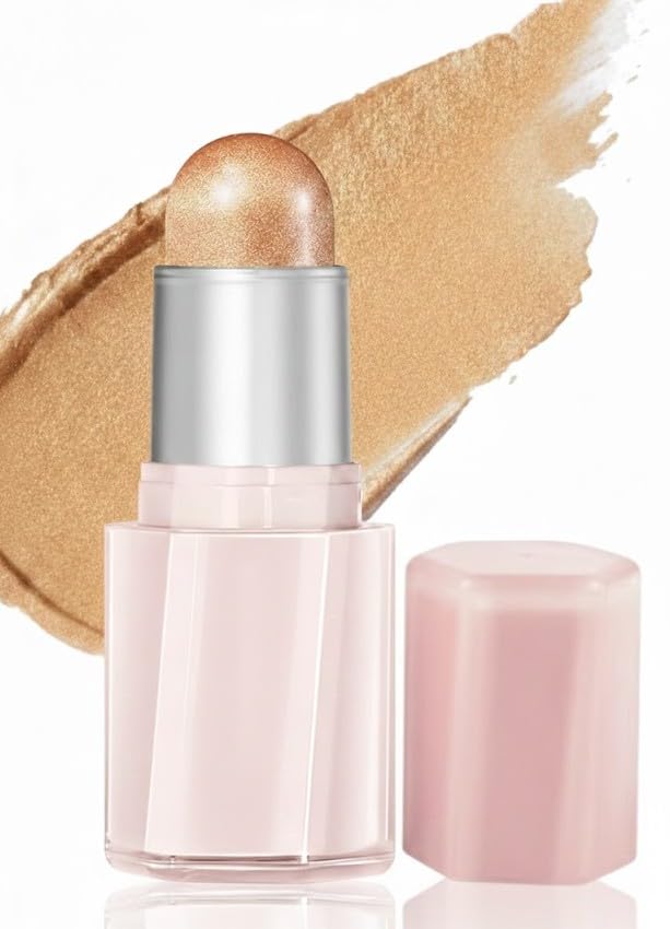 Highlighter Makeup Stick, Cream Glow Shimmer for a Radiant Finish, Easy to Blend & Long-Lasting Highlight Make Up for Face Eyes Lips ((dew beam))