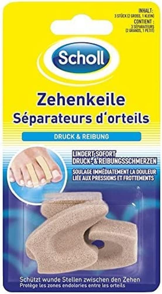 Scholl Toe Wedges Foam Wedges Toe Separators - Provide Relief for Pain and Soreness Between the Toes (1 x Pack of 3)
