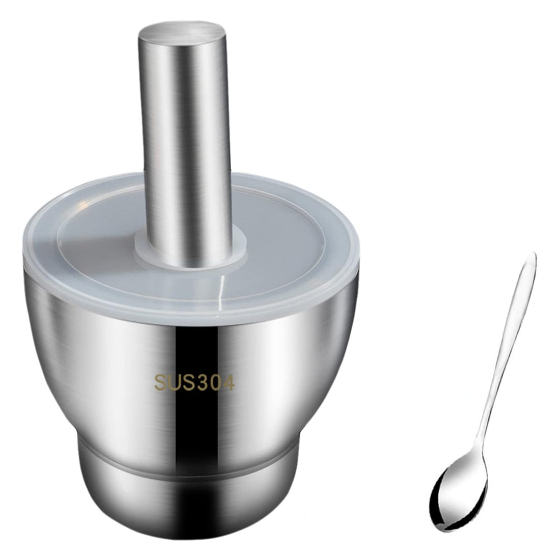 Premium Mortar and Pestle Set – Stainless Steel Mortar and Pestle, Multipurpose Pestle and Mortar Bowl for Grinding Pills, Herbs, Fine Powder Crusher,Make Guacamole, Pesto, Spice Grinder, with Lid