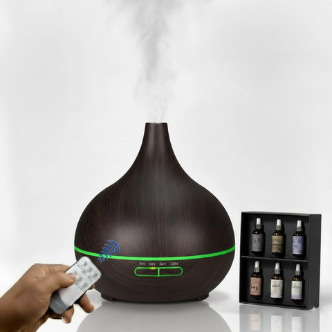 DOMA / 550ml Essential Oil Diffuser, Ultrasonic Aroma Humidifier with 7 LED Colors, Remote Control and Waterless Auto-Off Function