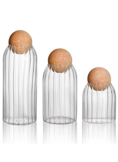 Home Glass Food Storage Jars Set with Airtight Bamboo Wood Lids â€“ 3-Piece Clear Containers (500ml, 800ml, 1200ml) for Coffee, Sugar, Tea, Flour, Pasta, Grains & Kitchen Organization â€“ Transparent