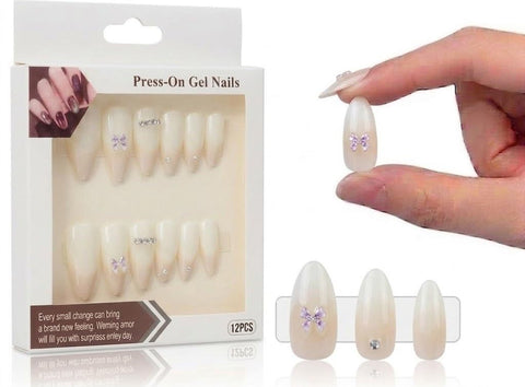 3D NAILS - 12 pcs PRESS ON NAILS Medium - MIRROR False Nails, Perfect For Parties+ 1 SHEET DOUBLE FACE- NO3