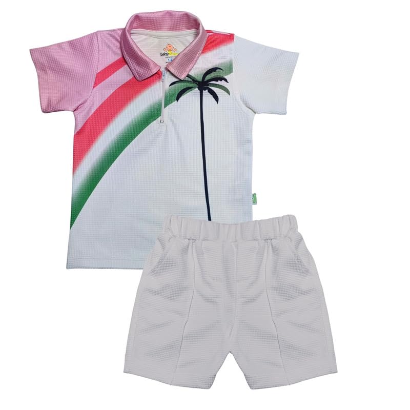 Baby Shoora Boys Half Sleeves T-Shirt&Short Printed Palm Tree Half Sleeves T-Shirt&Short (pack of 1)