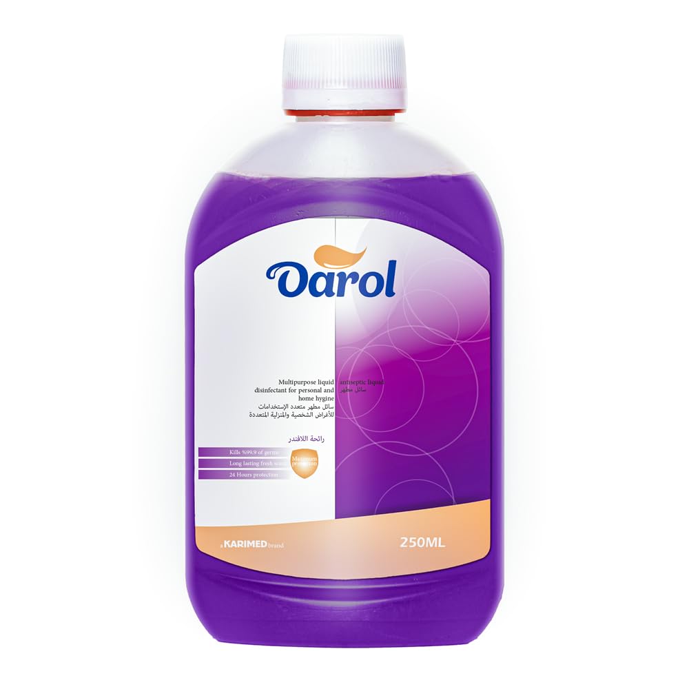 Darol Multipurpose Liquid Antiseptic & Disinfectant 250ml | Household Cleaning, Personal Care, Long-Lasting Protection, Fresh Lavender Scent