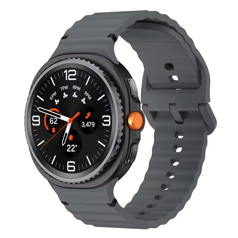 Fekra Sport Silicone Bands for Samsung Galaxy Watch 8 Band 40mm 44mm/8 Classic 46mm, One Click No Gap Soft Sport Waterproof Rubber Strap for Samsung Galaxy Watch 8 Classic Band 46mm