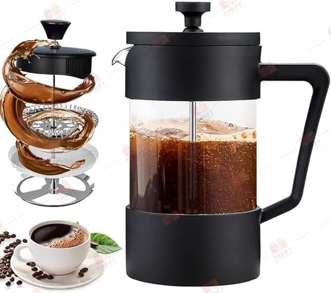 OVA French Press Coffee Maker – Borosilicate Glass Carafe with Stainless Steel Filter, Heat-Resistant 350ml