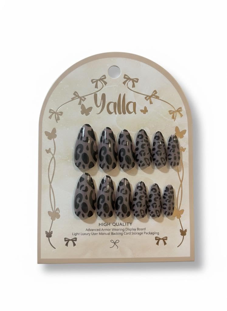 Tiger False Nails, Red and Black, Almond Shape, 1 Piece (Mauve)