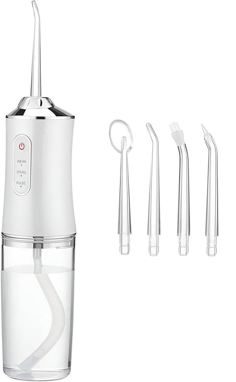 Portable Oral irrigator, Power Flosser, Cordless 230ml Cordless Water Flosser, IPX7 Waterproof 4 Jet Tips USB Rechargeable for Home and Travel