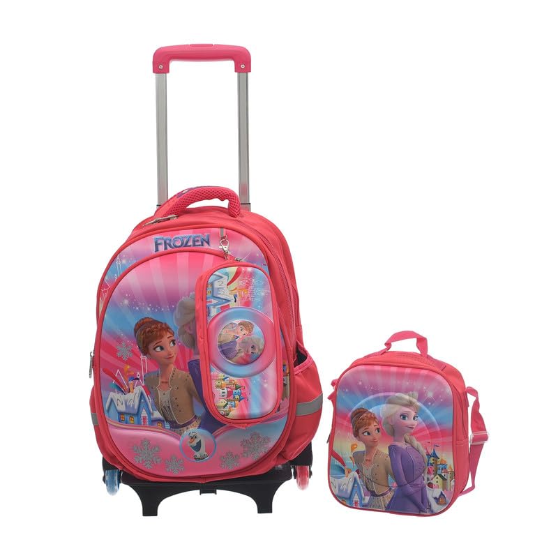 Migo Kids School Backpack trolley removable full set Pink, 16-Inch Size