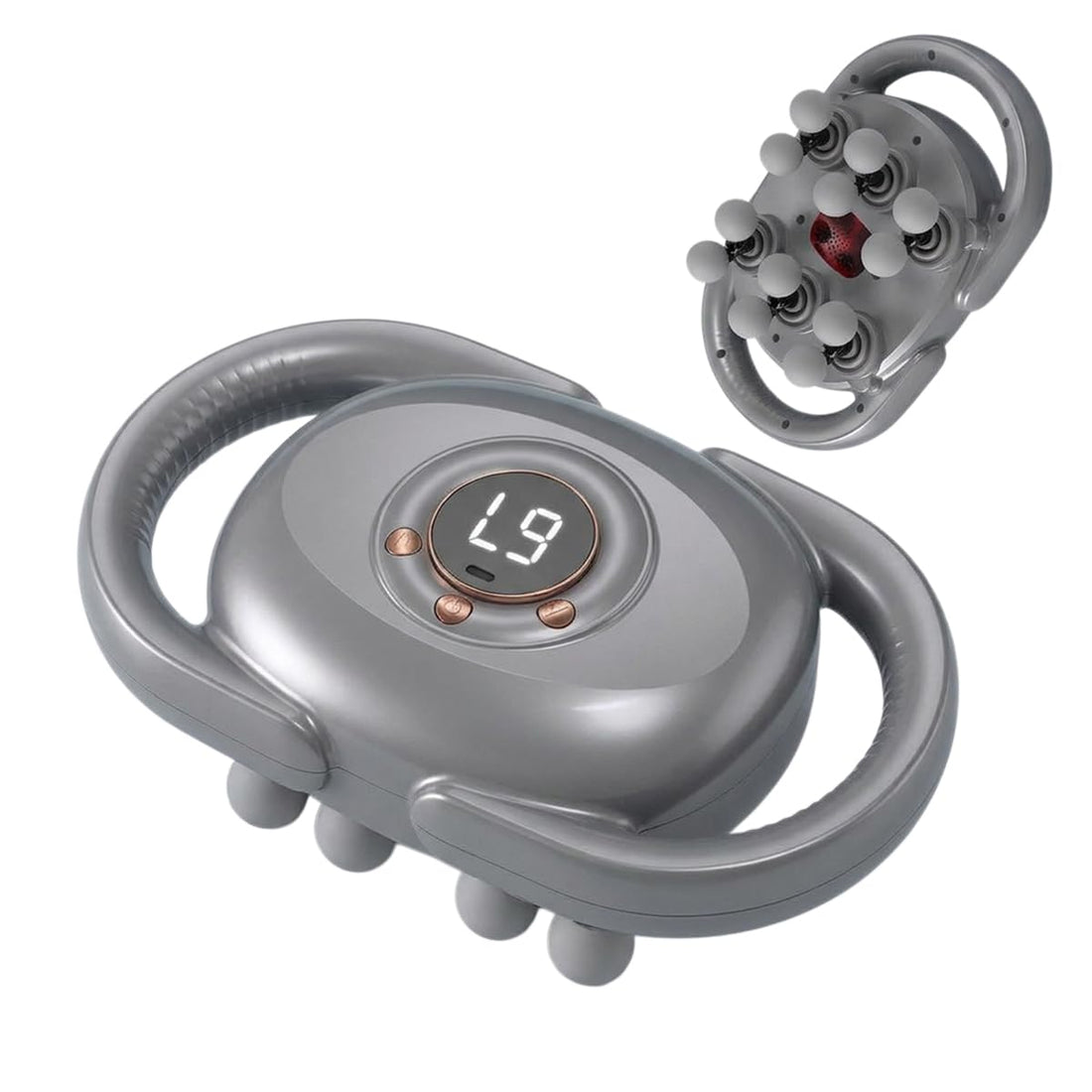 Massage Gun Handheld Body Massager With 12 Heads, Low Noise Vibration Massage Device for Back, Neck, Shoulders, Arms and Legs (Grey)