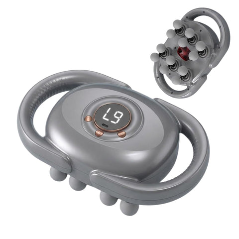 Massage Gun Handheld Body Massager With 12 Heads, Low Noise Vibration Massage Device for Back, Neck, Shoulders, Arms and Legs (Grey)