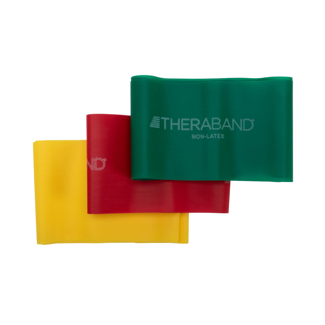 TheraBand Non-Latex, Elastic Resistance Bands Set for Physical Therapy, Yellow, Red, Green, Beginner