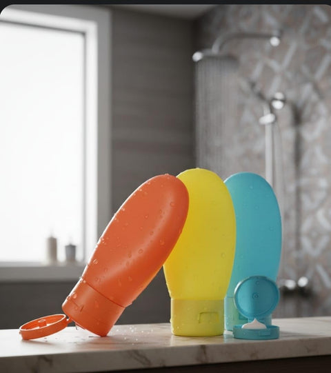 3 Pieces 60ml Empty Plastic Travel Squeeze Bottles Set, Multicolor for Shampoo, Conditioner, Cosmetic