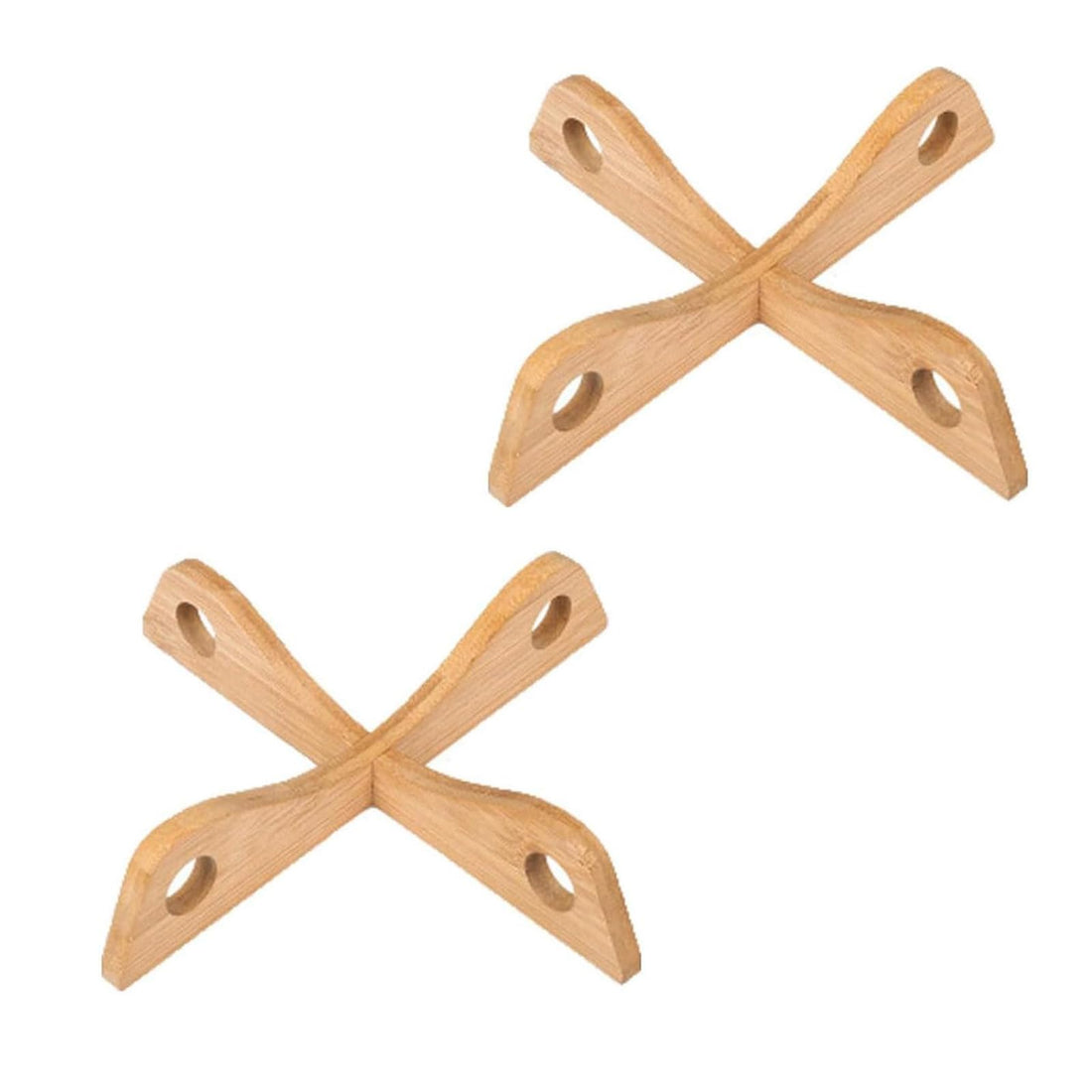 ALMEKAQUZ Wok Pan Base Stand, Support Rack Bamboo Holder, Reversible Detachable Trivet for Hot Pans, Stir-Fry Pot Heat Insulation Casserole Dish Kitchen Gadget Table Countertop Camping (Pack of 2)