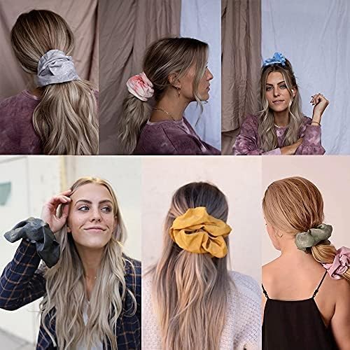 Velvet Scrunchies Hair Accessories Set, Large Elastic Hair Ties, Satin Ponytail Holders, Multi-Colour 3 PCS