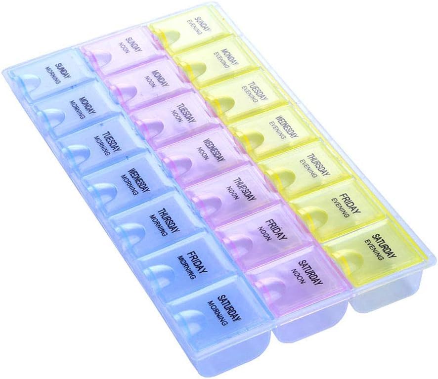 4-Week Weekly Pill Organizer with Storage Case 28 Compartments Monthly Medication Planner 25x15cm Portable Medicine Container for Daily Use and Travel