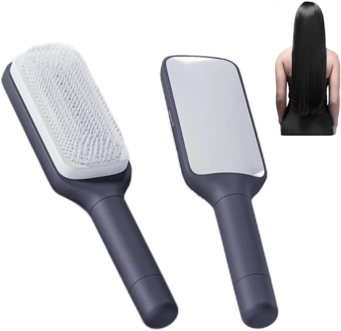 Rana Store Self Cleaning Detangling Hair Brush for Women and Men, No Pulling Rotating Hair Brush, Professional Detangling Brush for Wet and Dry Hair, 1 Piece Charcoal Grey - by RanaStore