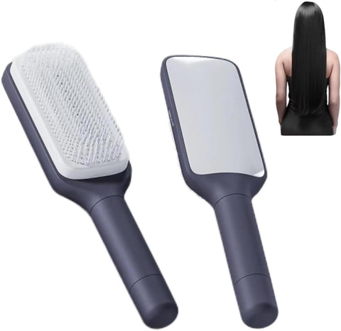 Rana Store Self Cleaning Detangling Hair Brush for Women and Men, No Pulling Rotating Hair Brush, Professional Detangling Brush for Wet and Dry Hair, 1 Piece Charcoal Grey - by RanaStore