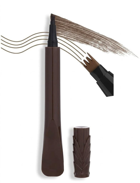Eyebrow Pen with 4 Fork Tip, Waterproof & Smudge Proof, Creates Natural Looking, Liquid Eyebrow Fork Tip Pen (Brown-N2)