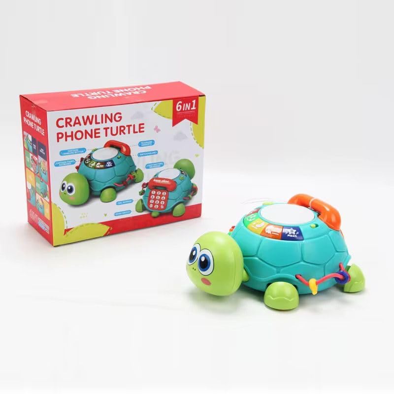 GHAZAL Crawling Induction Telephone Turtle, Educational Toy, Battery Powered, Plastic, 25.5x18x1 cm, for Children Under 3 Years