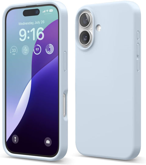 ELMO3EZZ Compatible with iPhone 16 Case, Premium Liquid Silicone Case, Full Body Protective Cover, Shockproof, Slim Phone Case, Anti-Scratch Soft Microfiber Lining, 6.1 inch (Baby Blue)