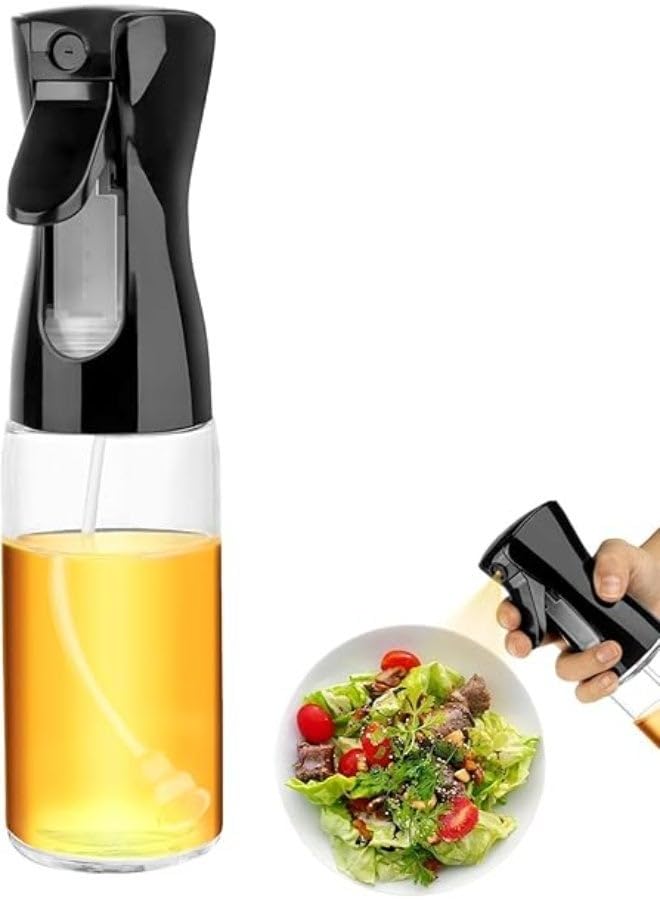 Oil Sprayer for Cooking, BBQ & Air Fryer â€“ Elegant Refillable Mist Bottle for Olive Oil, Vinegar & Water â€“ Multi-Use Atomiser for Salad, Baking & Curly Hair Care (Black)