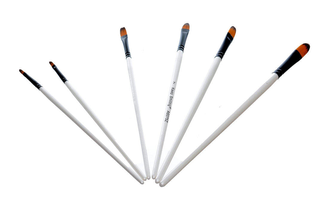 Keep Smiling Professional Artist Paint Brush Set of 12 Different Shapes Multi Functional for Canvas, Watercolor, Oil and Acrylic Painting - Black/White
