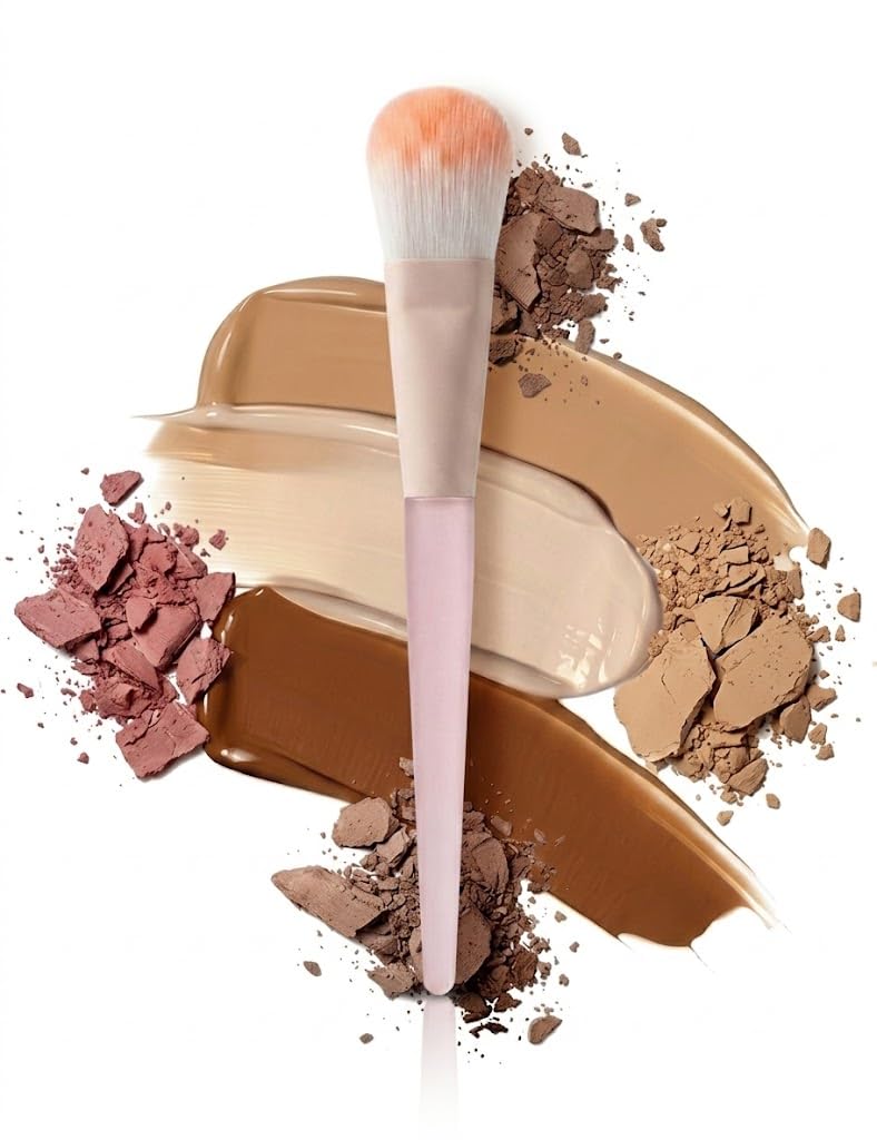 1pc flat Foundation Makeup Brush & Blush Brush & Powder, Soft And Multifunctional Fiber For Daily Makeup-pink color