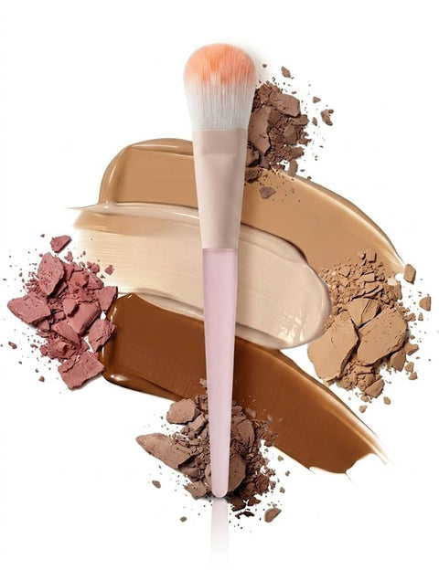 1pc flat Foundation Makeup Brush & Blush Brush & Powder, Soft And Multifunctional Fiber For Daily Makeup-pink color