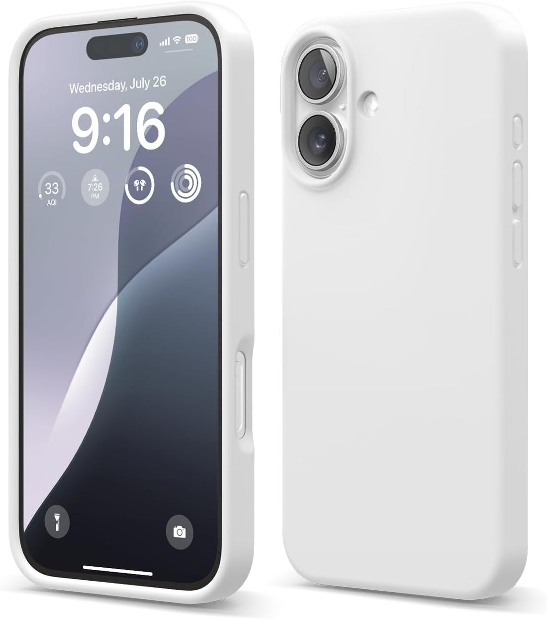 Liquid Silicone Case for iPhone 16, Full Body Protective Cover, Shockproof, Slim, Soft Anti-Scratch Microfiber Lining - White