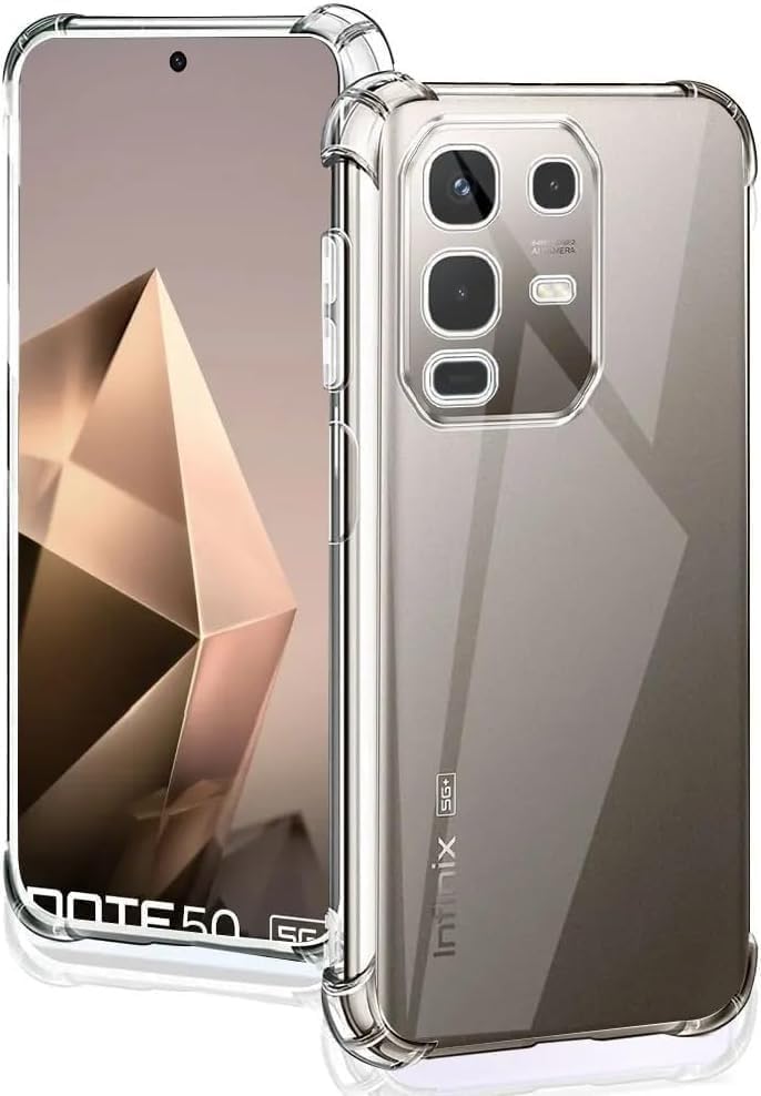 Dl3 Mobilak Case Compatible with Infinix Note 50S, Cover Silicone Transparent TPU Gorilla Anti-shock Protector Camera Shockproof Corners - Clear