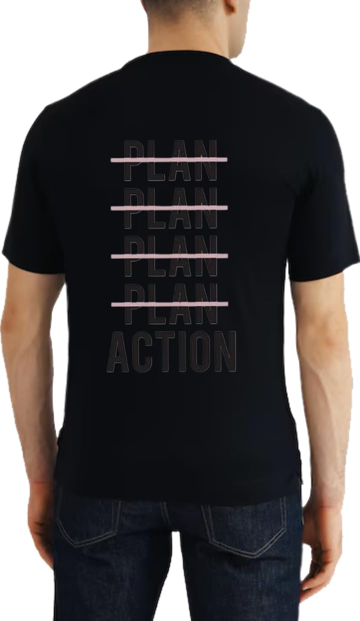 PLAN PLAN PLAN PLAN PLAN ACTION T-shirt Back Black