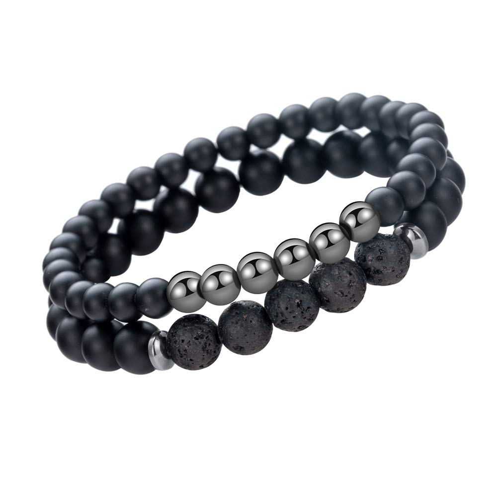 Joan Nunu Charm Bracelet for Men Women Black Mantra Prayer Beads, Stone Crystal