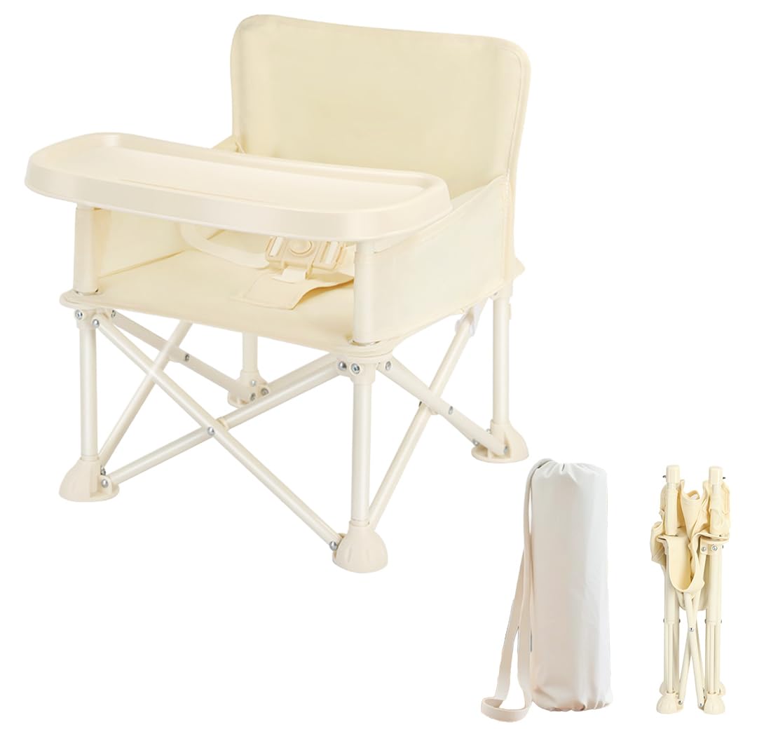 Foldable Children's Camping Chair, Portable High Chair Baby, Portable Baby Seat with Removable Tray, Booster Seat for Baby Chair, Children's Folding Chair for Camping, Beach, Lawn, 6 Months - 6