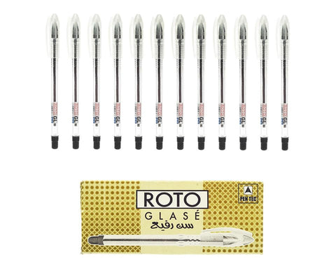 Roto Glase liquid ball ballpoint pen, 0.7 mm, black - pack of 12