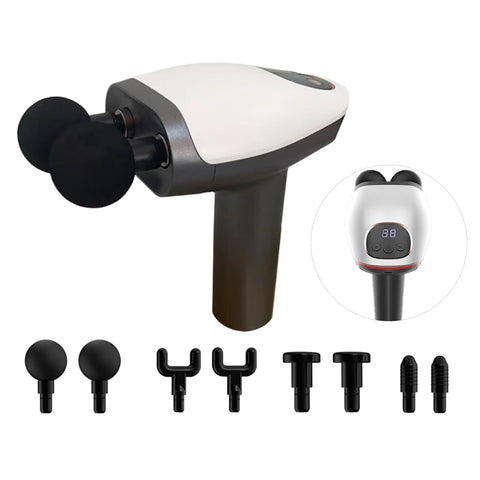 Massage Gun Deep Tissue Portable Percussion Massager Gun for Back Neck Leg Shoulder Muscle Pain Relief Double-Head Quiet Muscle Massager Gun Gifts for Men Women