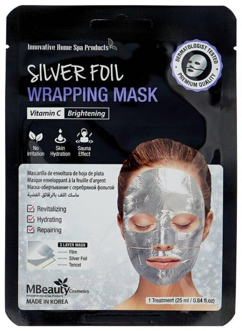 Silver Foil Wrapping Face Mask with Vitamin C - Brightening, Deep Hydration, Skin Repair & Revitalizing Treatment, Dermatologist Tested
